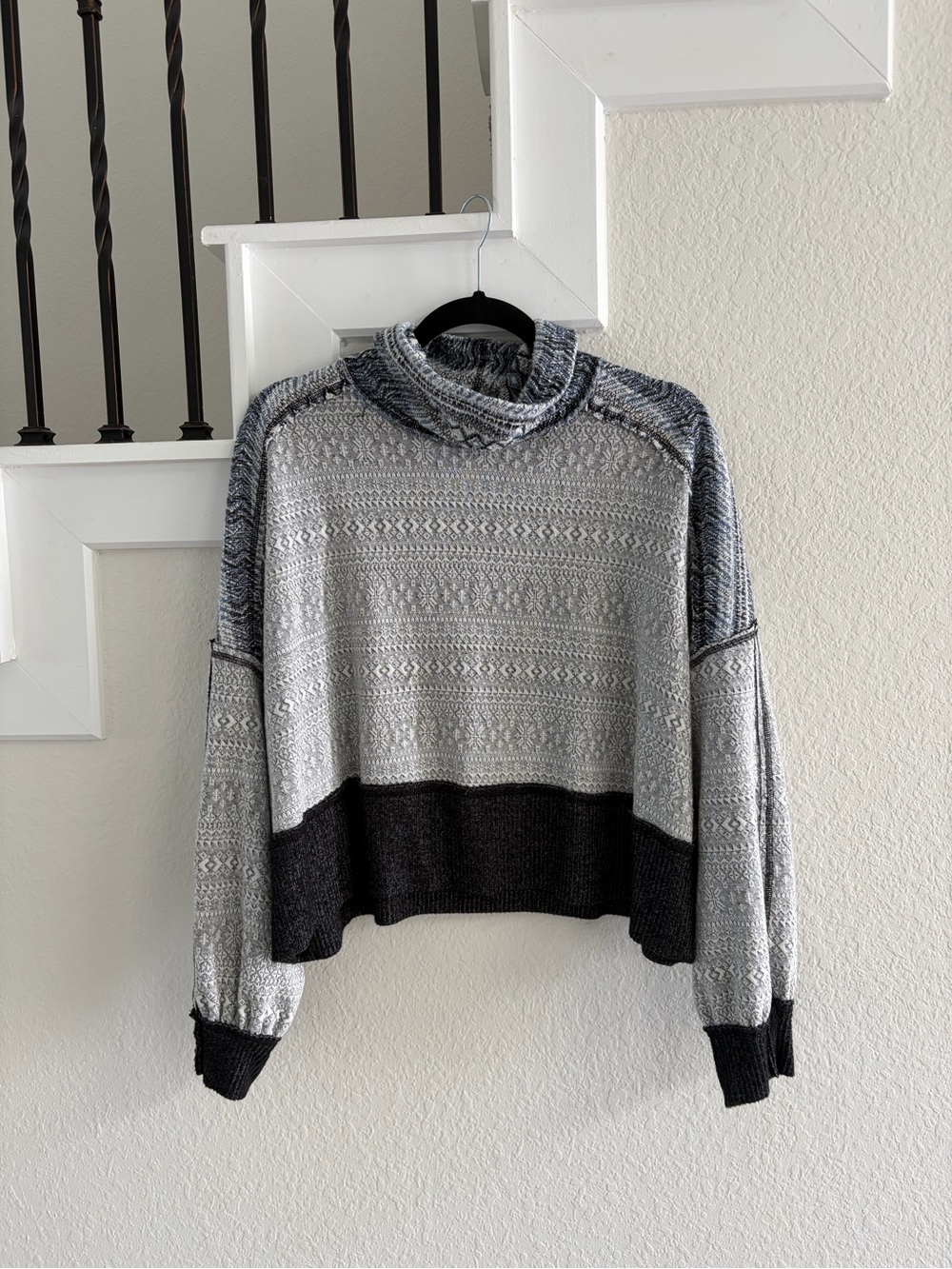 Free People We The Free Fair Isle Oversized Cowl Neck Sweater M